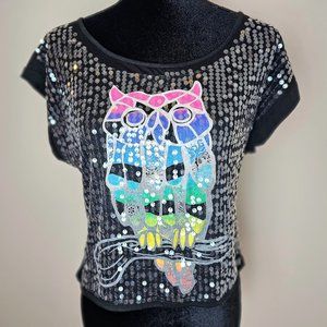 Owl Tee with Sequins